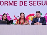 Clara Brugada, Jefa de Gobierno, en la presentación del informe de seguridad de marzo, este 6 de abril de 2026.