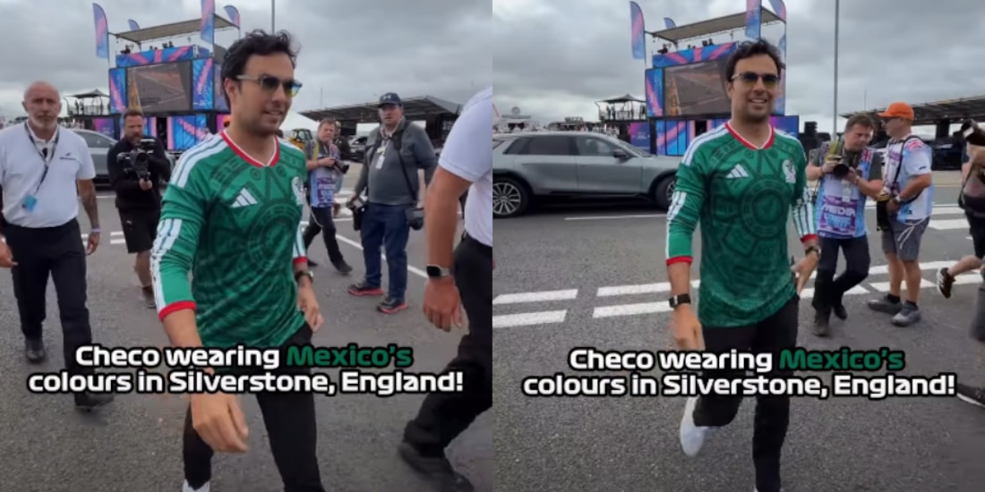 Checo Perez con la playera de México.