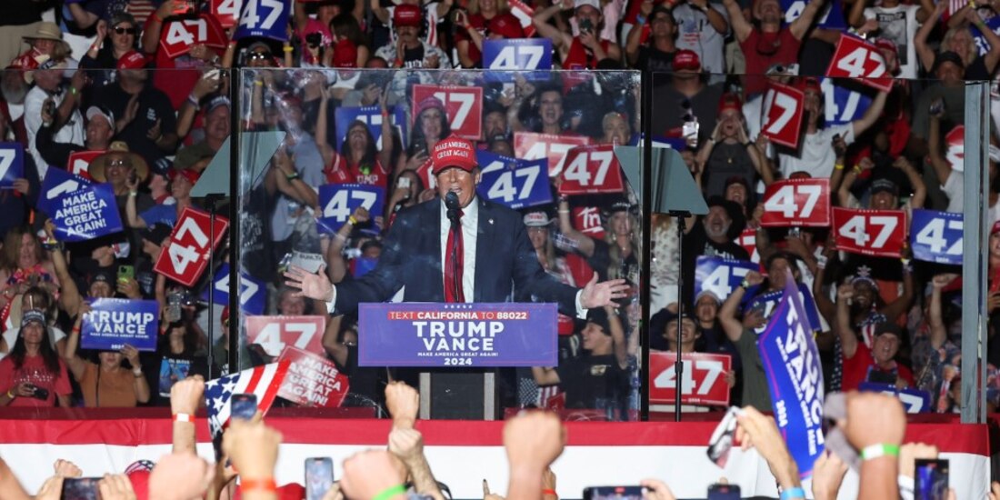 Mitin de Donald Trump en Coachella, California.