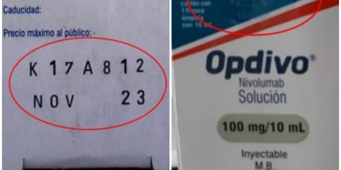 Cofepris alertó sobre medicamentos falsificados: Meropenem (Izq.) y Opdivo (Der.).