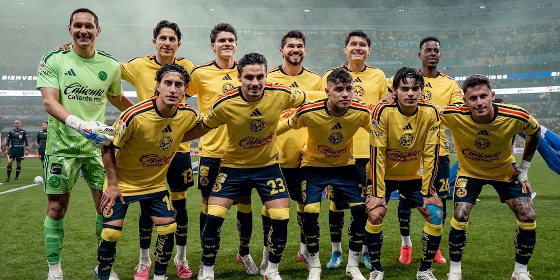 El América antes de un partido de la Liga MX