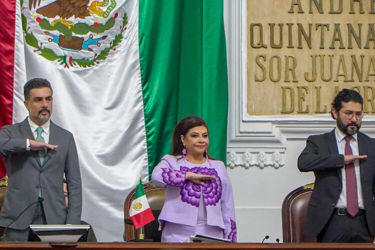 La jefa de Gobierno, Clara Brugada, durante la presentación de su Primer Informe de Gobierno.