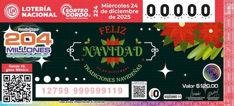 El Sorteo Gordo de Navidad 2025 se realizará el miércoles 24 de diciembre de 2025.