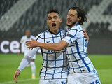 Jugadores del Inter de Milán celebran un gol contra el Borussia Mönchengladbach.