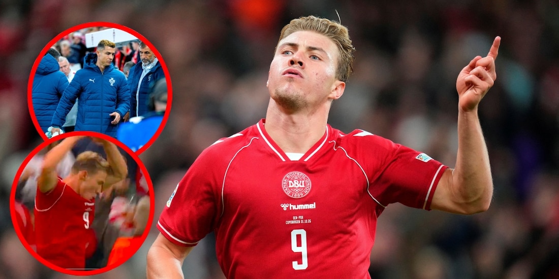 Rasmus Hojlund celebra a lo Cristiano Ronaldo en el Dinamarca contra Portugal