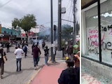 Destrozos provocados por el "bloque negro" en Segunda Megamarcha por el agua en Guadalajara, Jalisco.
