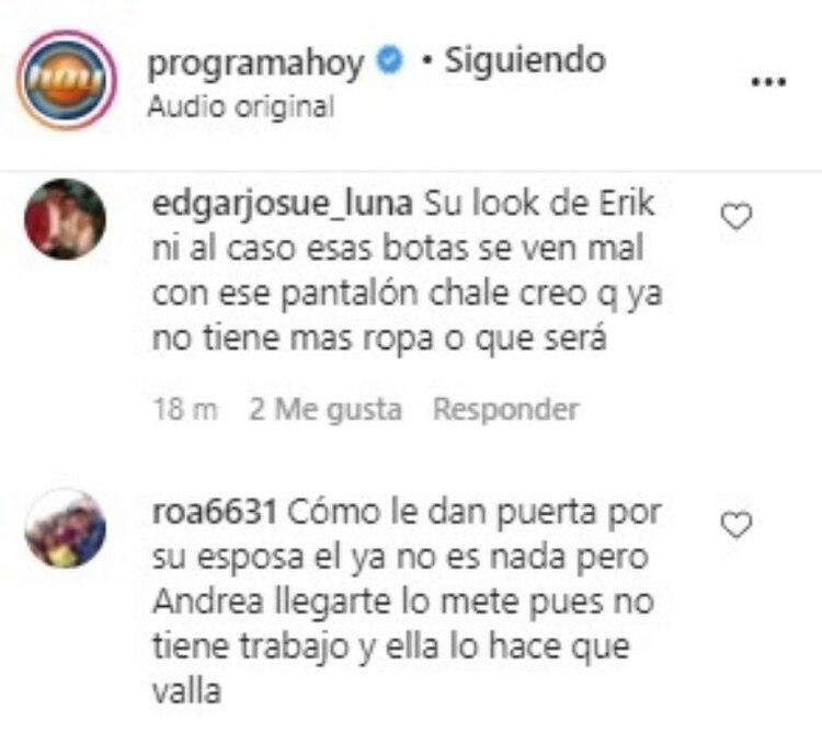 Andrea Legarreta y Erik Rubín reciben críticas