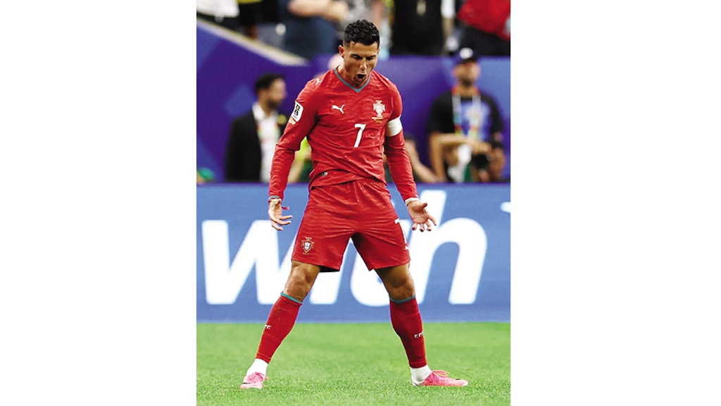 CRISTIANO Ronaldo, ayer,
tras una de sus dianas