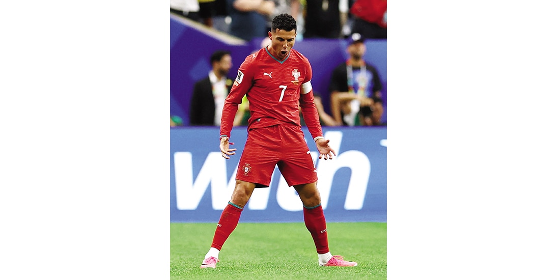 CRISTIANO Ronaldo, ayer,
tras una de sus dianas