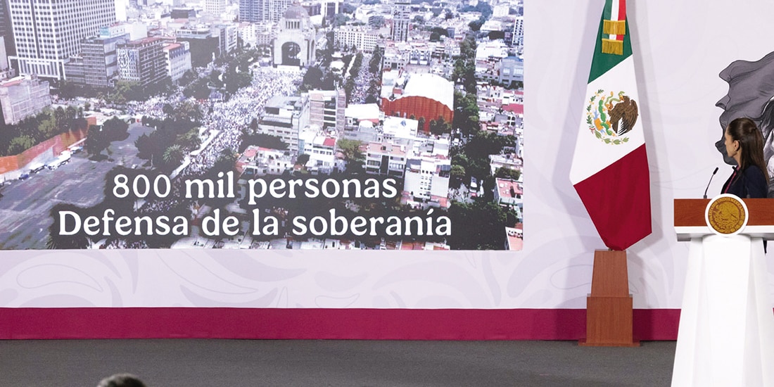 Claudia Sheinbaum, Presidenta de México, ayer, durante la conferencia de prensa desde Palacio Nacional.