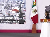 Claudia Sheinbaum, Presidenta de México, ayer, durante la conferencia de prensa desde Palacio Nacional.