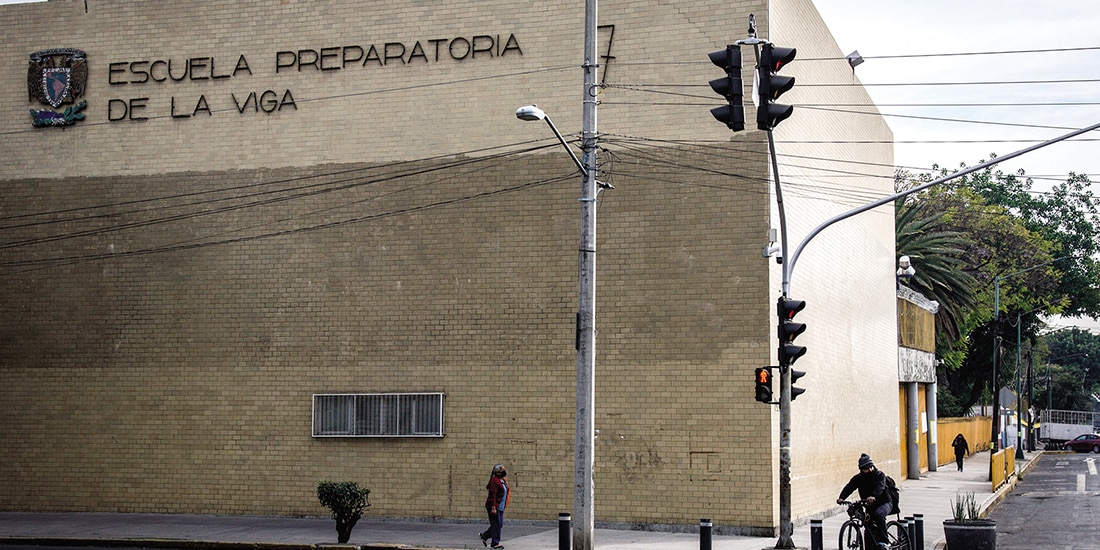 Aspecto de la preparatoria 7, La Viga, UNAM, en imagen de archivo