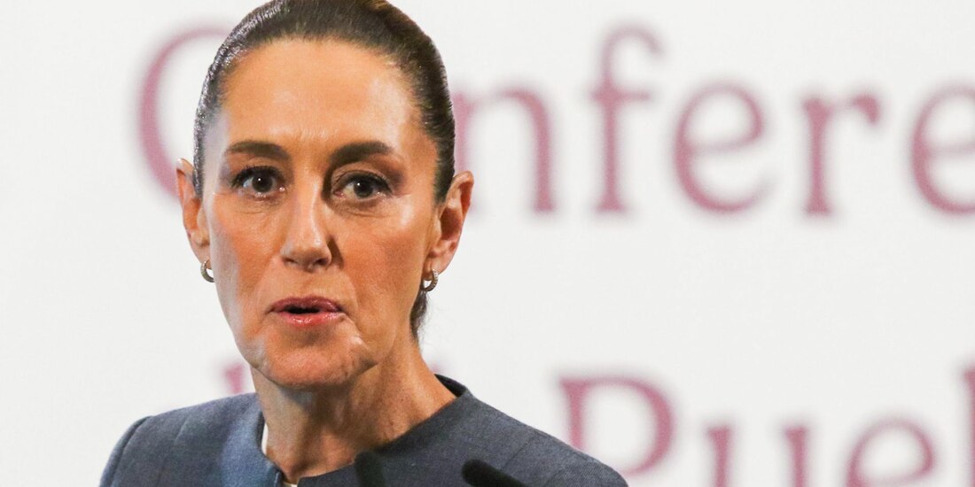 La presidenta Claudia Sheinbaum, en la Mañanera del Pueblo.