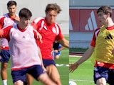 Armando González durante el entrenamiento del Olympiacos.