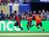 Ferran Torres celebra su gol con España en la final del Mundial 2026 contra Argentina.