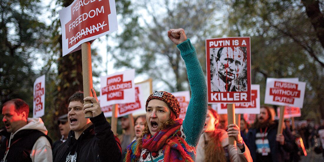 Protesta contra el presidente ruso, Vladimir Putin, en Nueva York, ayer.