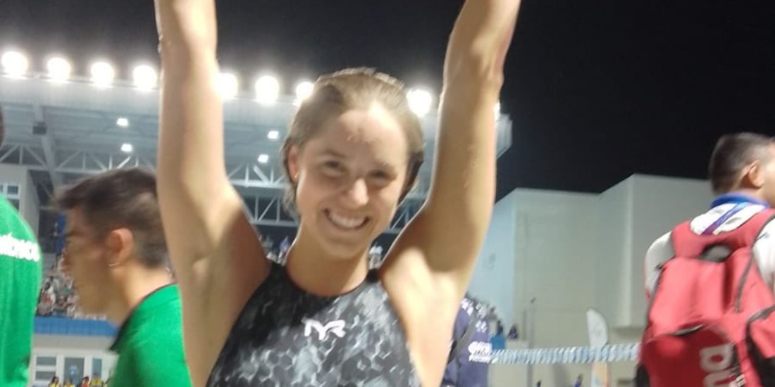 Tayde Sansores terminó primera en los 50m dorso de natación de los Juegos Centroamericanos y del Caribe San Salvador 2023.