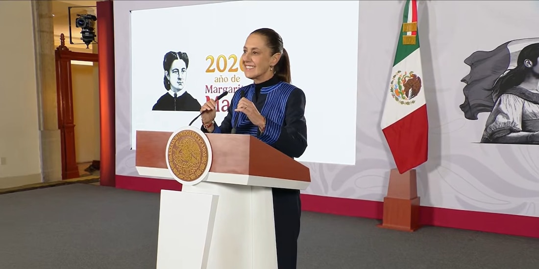 Claudia Sheinbaum este lunes en Palacio Nacional.