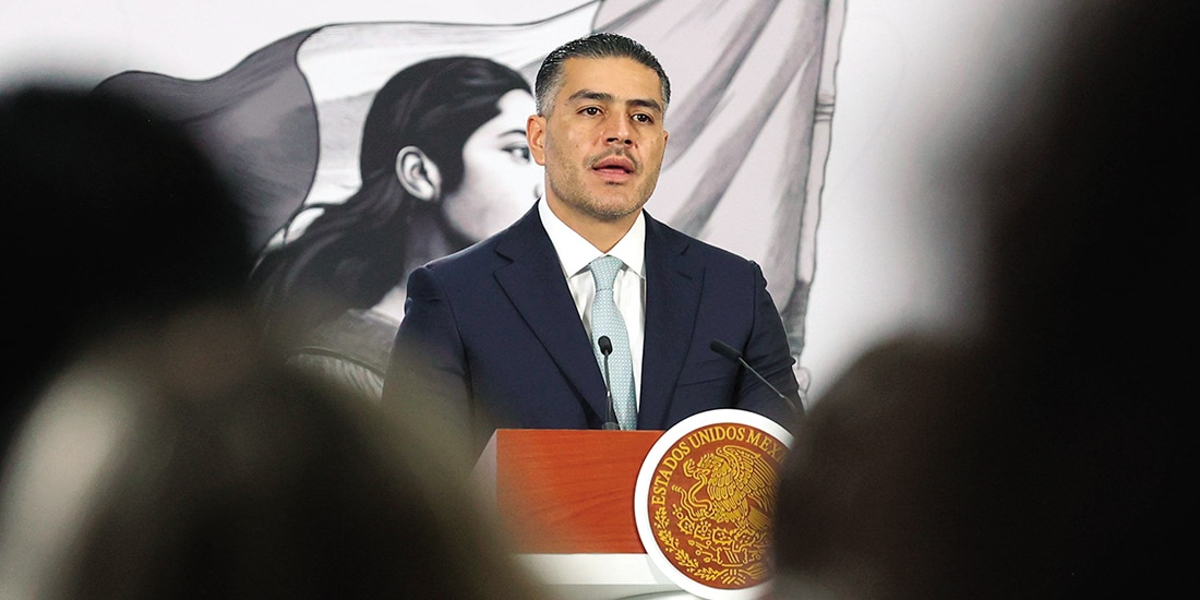 EL SECRETARIO de Seguridad, Omar García Harfuch, ayer en Palacio Nacional.