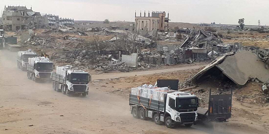 Una Gaza devastada recibe ayuda humanitaria en medio de un alto al fuego que comenzó el pasado 19 de enero.