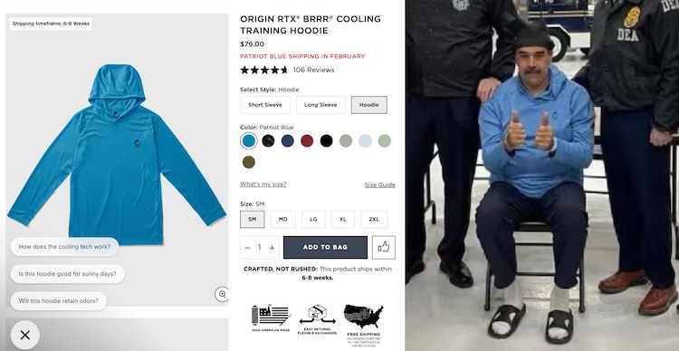 Costo de la sudadera Origin de Nicolás Maduro