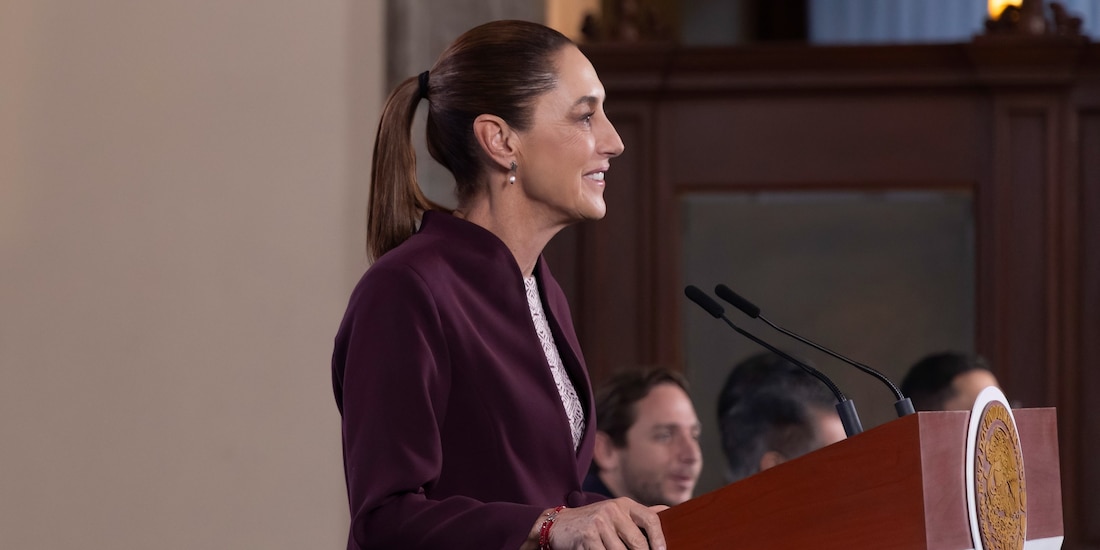 La Presidenta de México, Claudia Sheinbaum, este martes en Palacio Nacional.
