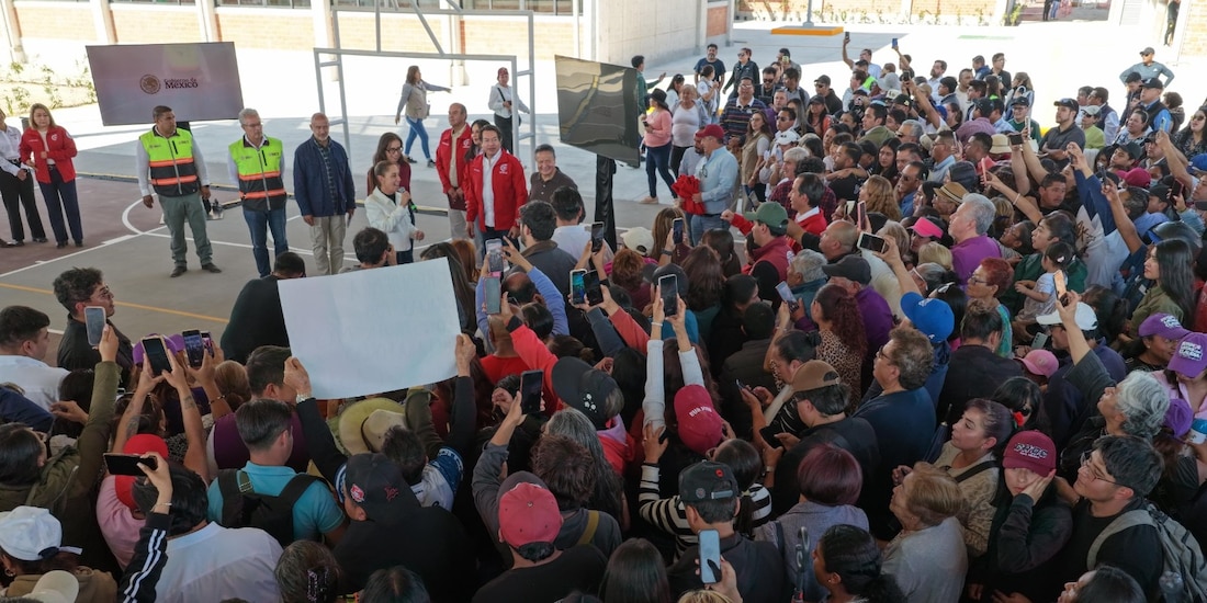 Presidenta Claudia Sheinbaum supervisa nuevo plantel CBTIS No. 293 en Tizayuca, Hidalgo.