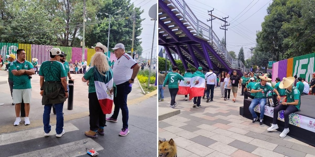 Aficionados, la mayoría mexicanos, esperan apertura de puertas del Estadio Ciudad de México, previo a duelo contra Inglaterra.
