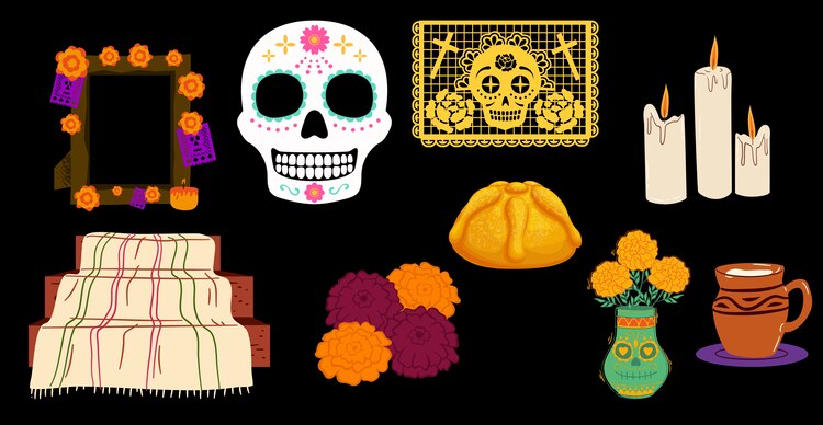 Elementos del altar de Día de Muertos