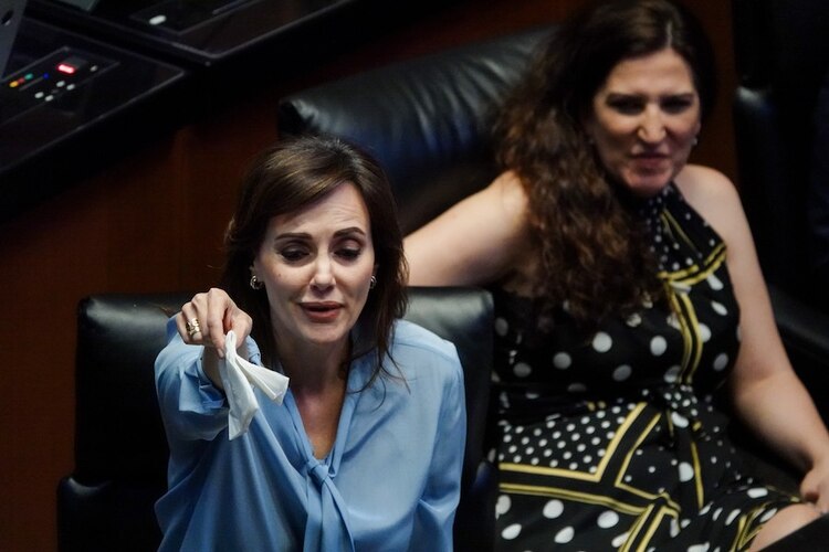 Lilly Téllez increpó a los morenistas en el salón de plenos, ayer.