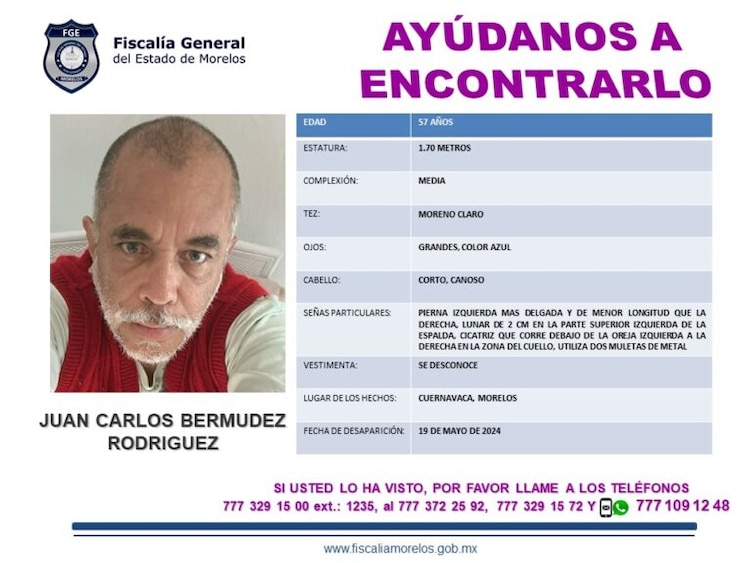 Ficha de búsqueda de la Fiscalía de Morelos