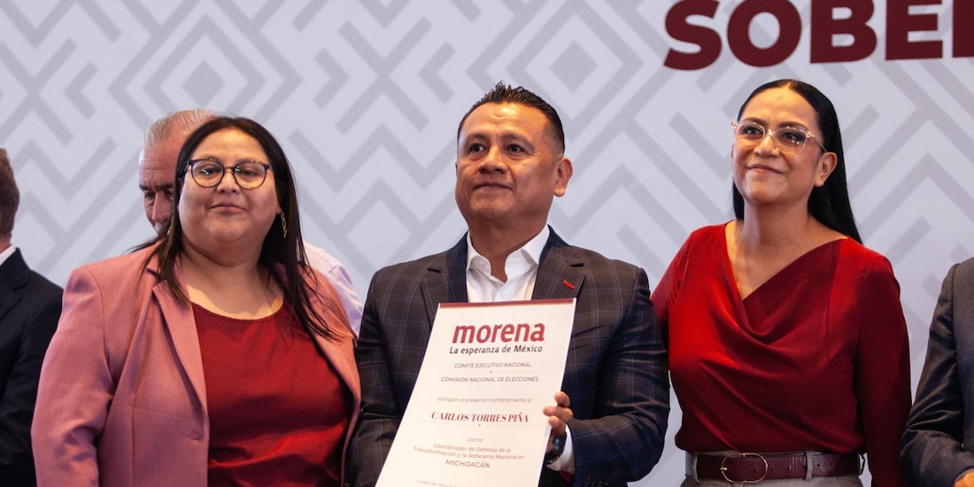 Carlos Torres Piña fue presentado como
coordinador de Morena en Michoacán, el 14 de septiembre de 2026.