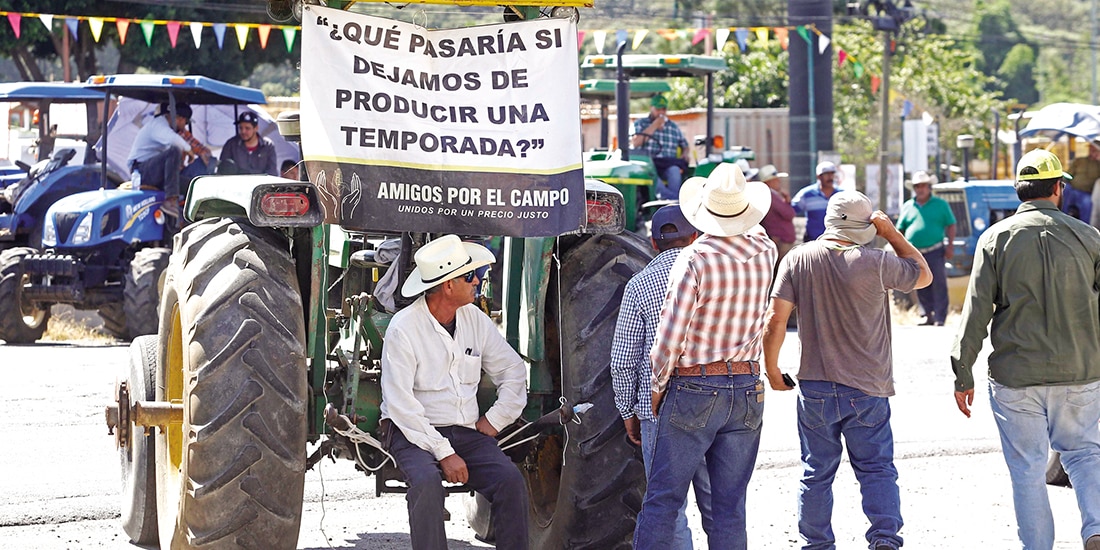Productores de Jalisco protestan en una carretera del estado para exigir apoyo.