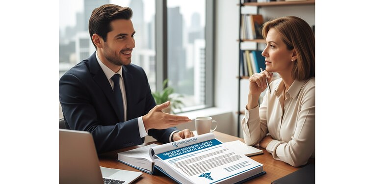 Agente de seguros da a conocer beneficios de póliza.