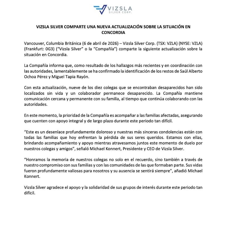 Identifican a noveno minero desaparecido en la Concordia, Sinaloa.