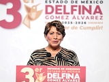 DELFINA Gómez, ayer, durante su informe.