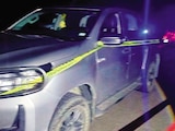 La camioneta donde viajaba la víctima, ayer.