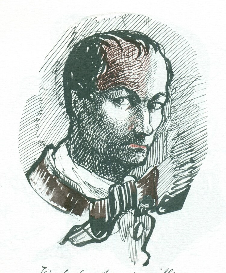 Autorretrato, pluma y lápiz rojo, ca. 1860.