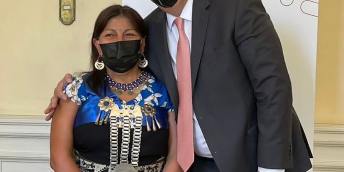 Elisa Loncón, presidenta de la Convención Constitucional de Chile y Marcelo Ebrard, Secretario de Relaciones Exteriores. 