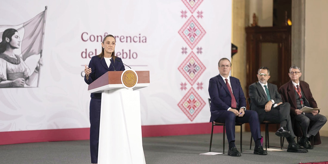 La presidenta Claudia Sheinbaum, ayer, en conferencia de prensa.