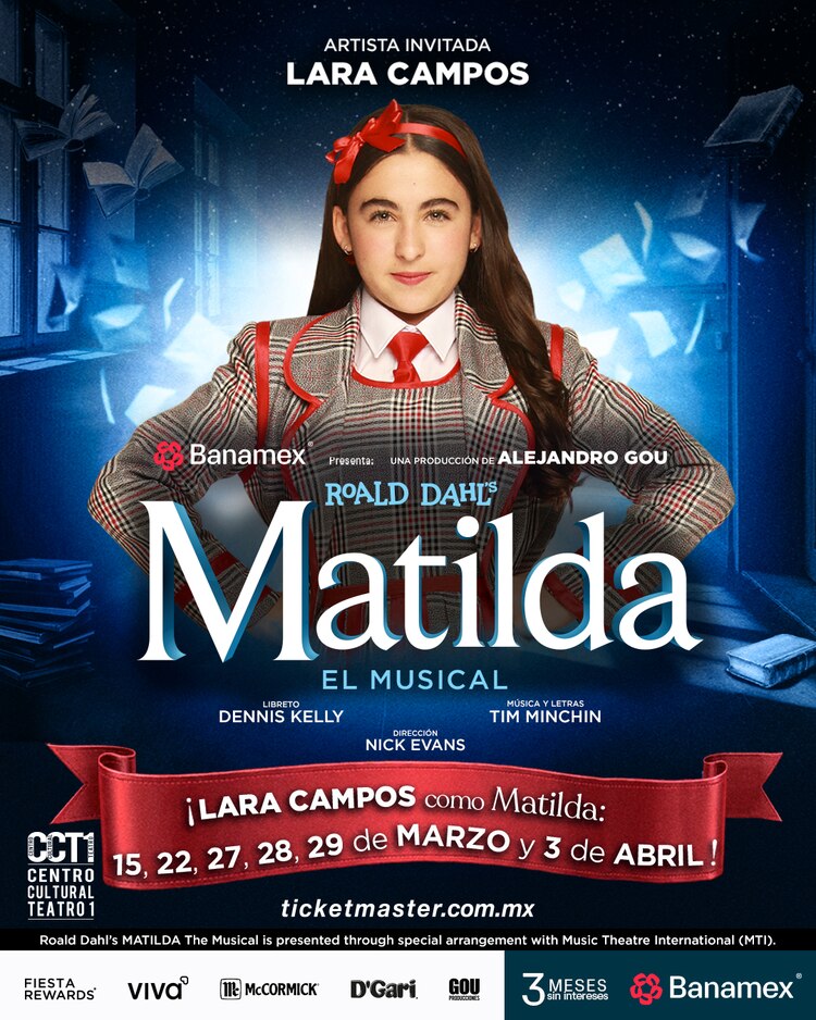 Lara Campos encabezará seis funciones de MATILDA en CDMX.