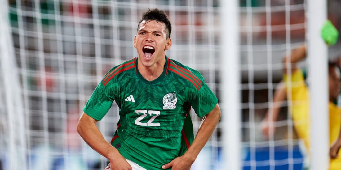 Hirving 'Chucky' Lozano festeja un gol con la Selección Mexicana en el 2022.