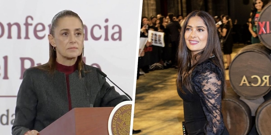 Claudia Sheinbaum anuncia nuevos incentivos para el cine mexicano durante su conferencia matutina en Palacio Nacional; actriz Salma Hayek (der.) presentará programa.