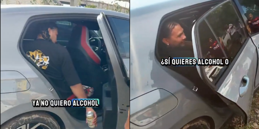 Gullit Peña se mostró pasado de copas arriba de su vehículo.