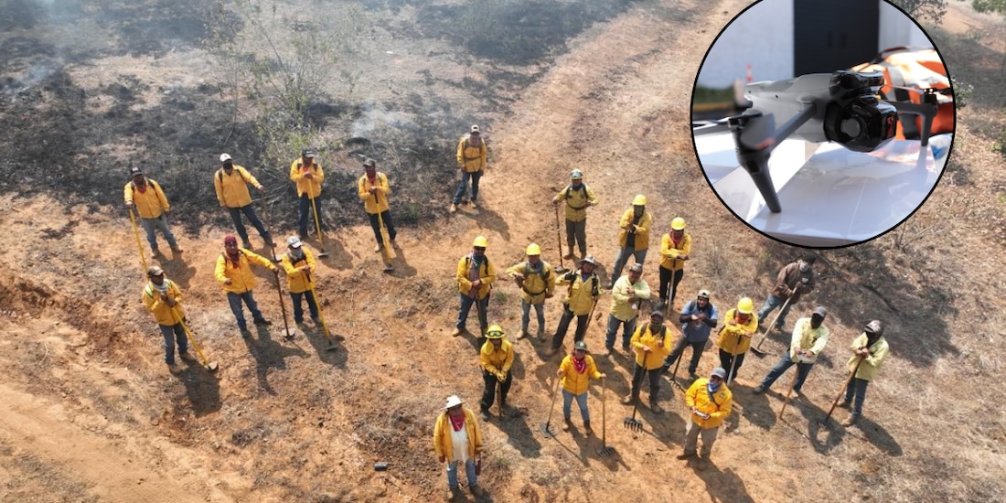 Los drones ayudan a los brigadistas a combatir los incendios forestales.