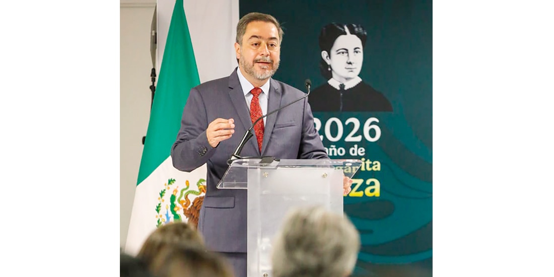 Vidal Llerenas Morales, nuevo director general del IMPI, en conferencia, ayer.