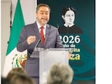 Vidal Llerenas Morales, nuevo director general del IMPI, en conferencia, ayer.