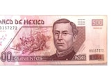 Billete de 500 pesos en el que aparece Ignacio Zaragoza