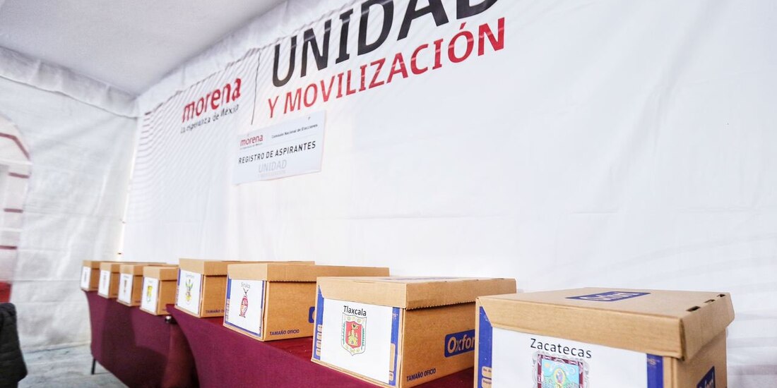 La sede de Morena en el segundo día de registro de aspirantes.