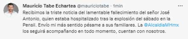 El alcalde Mauricio Table externó su condolencias por el deceso del señor José Antonio